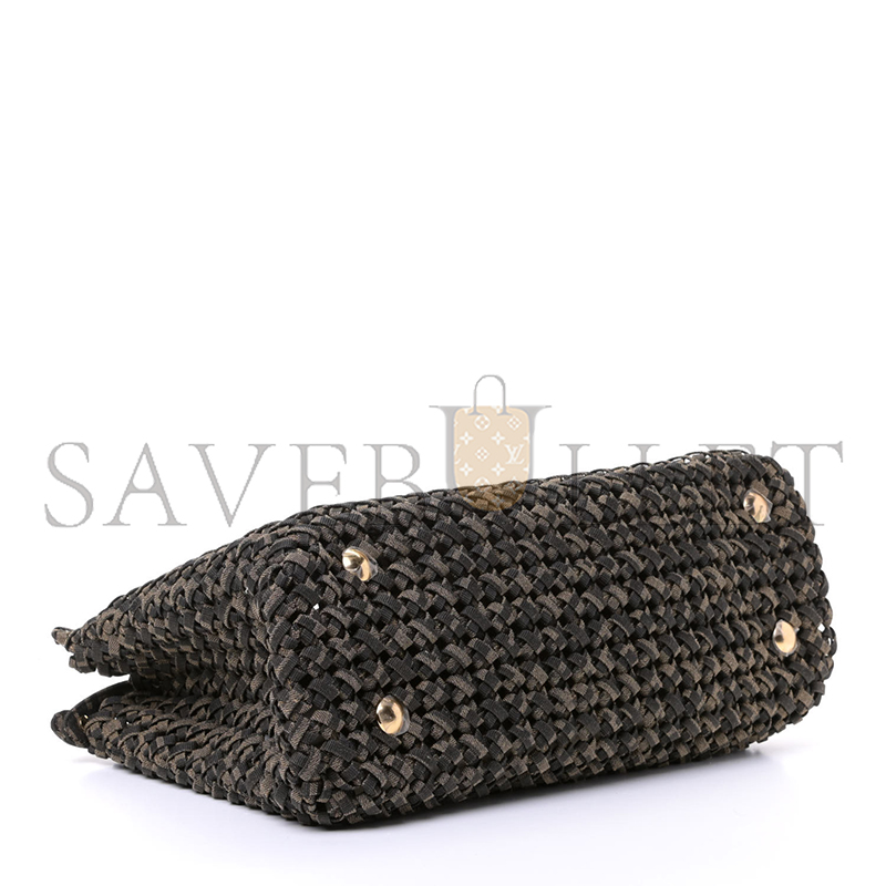 F**di fabric jacquard ff 1974 woven knotted medium peekaboo iconic satchel tobacco moro (34*25*13cm)